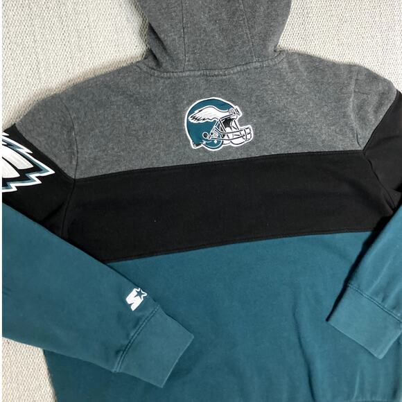 Starter G-111 NFL Hoodie Mens Large Green/Gray Philadelphia Eagles Patched Logo - Picture 8 of 15